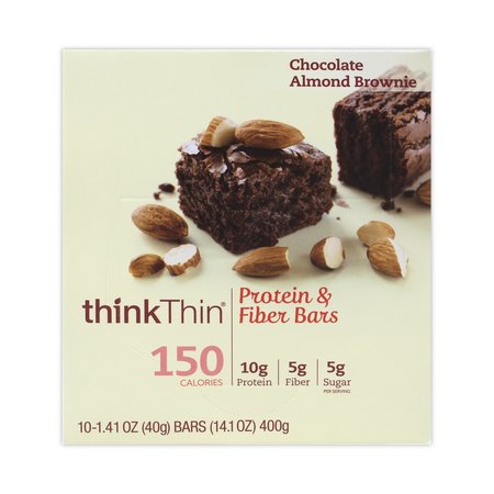 THINKTHIN High Protein Bars, Almond Brownie, 141 oz Bar, PK10, 10PK 71095
